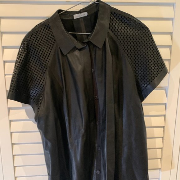 Black Lafayette 148 Short Sleeve Button Down - Picture 3 of 4